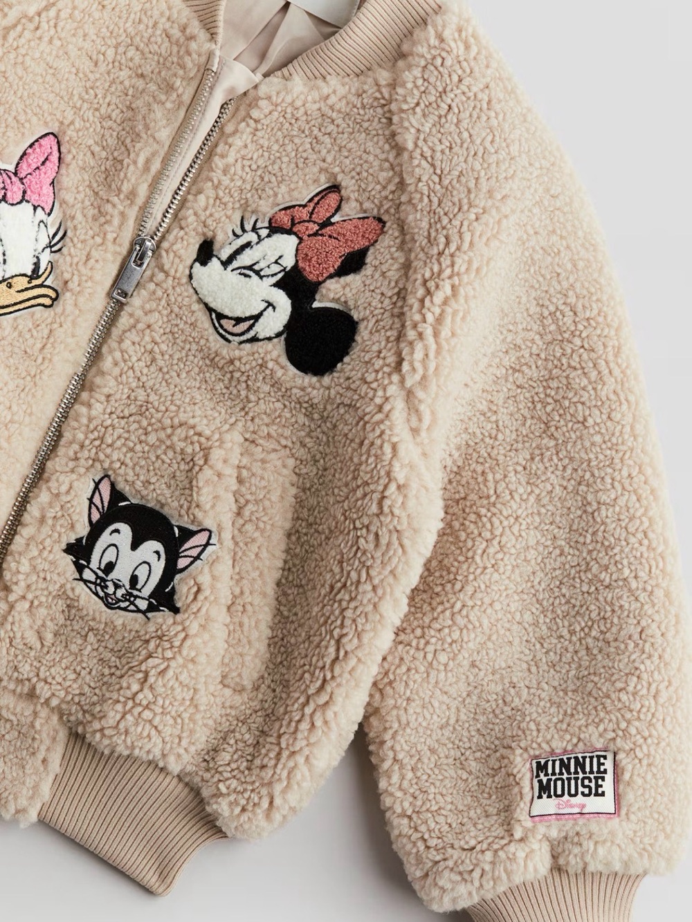 NEW H&M Disney Appliquéd Teddy Fleece Bomber Jacket  Size 5T/6 (Little Kids) - Picture 2 of 14